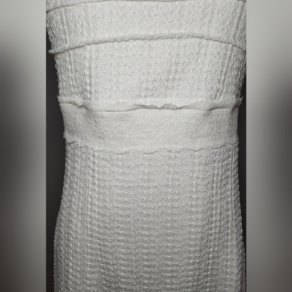 MEROKEETY Mini Dress Tie Back Lined White Prom Party Wedding Cocktail Size M - Picture 7 of 9
